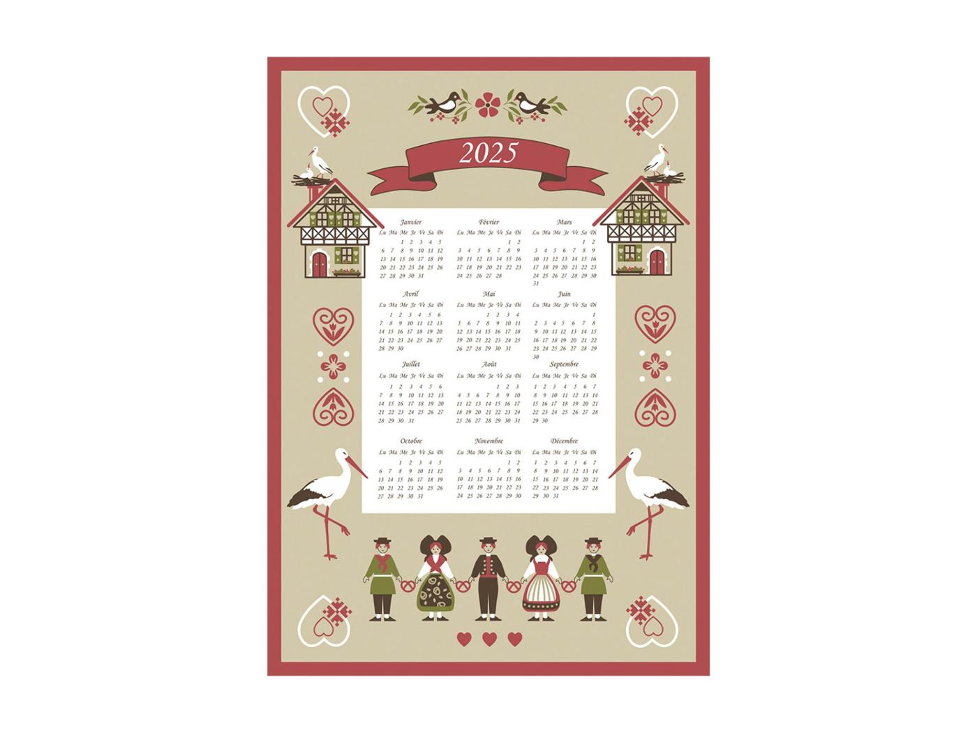 Torchon Calendrier 2025 Hisla beige 50 x 70 cm Winkler