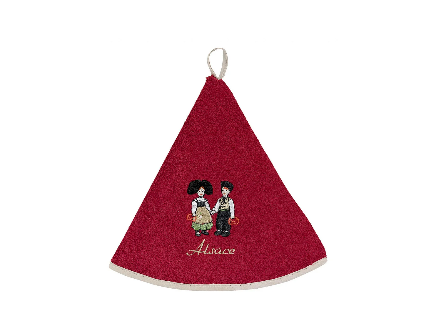 Geborduurde ronde handdoek Couple Enfants Rood diameter 60 cm