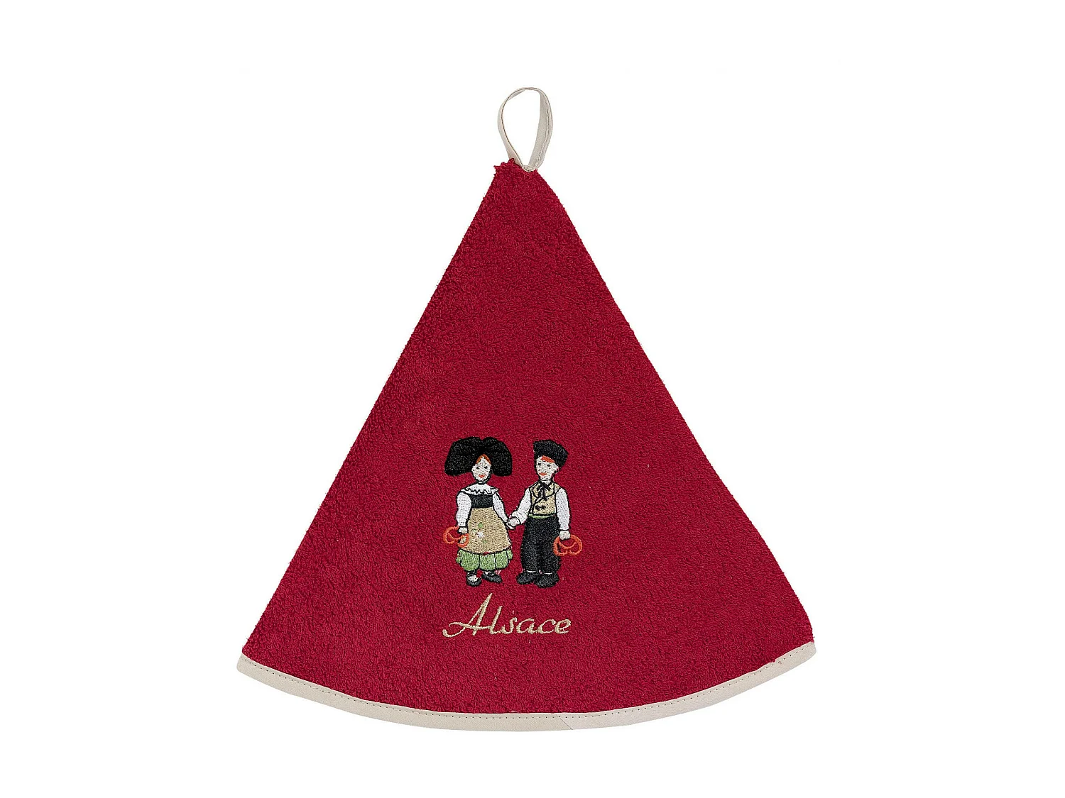 Geborduurde ronde handdoek Couple Enfants Rood diameter 60 cm