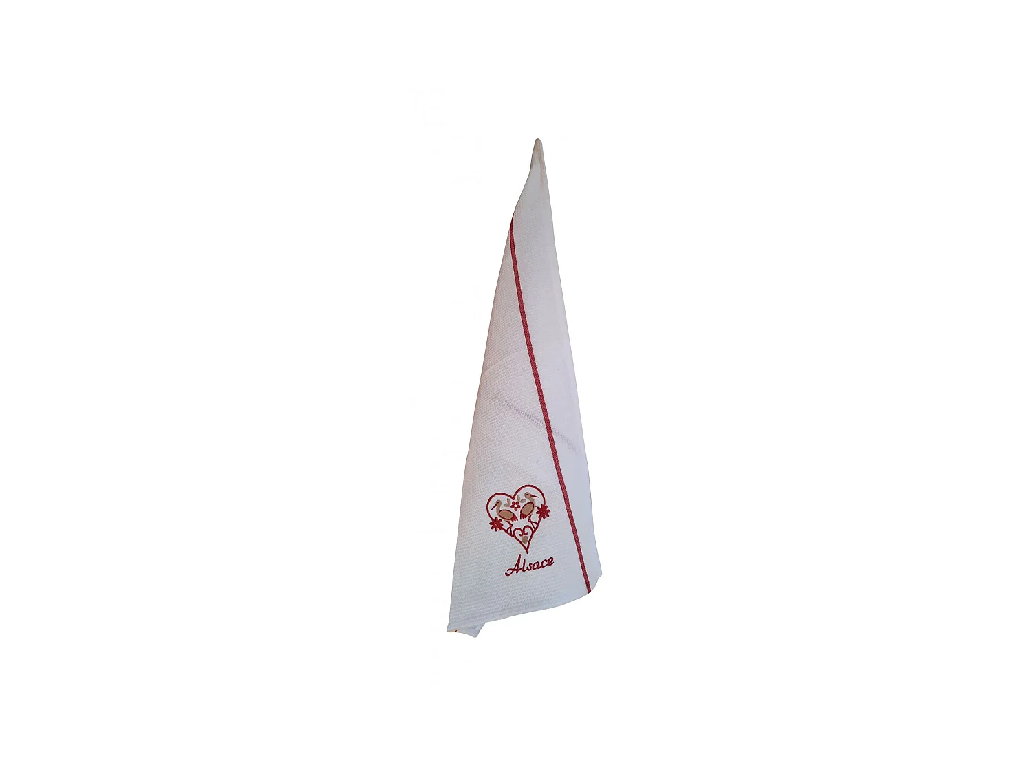 Torchon nid d'abeilles Cigogne Harz blanc/rouge 50 x 70 cm Winkler