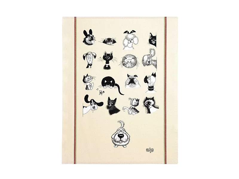 Grande toalha de cozinha Dubout Multi portraits