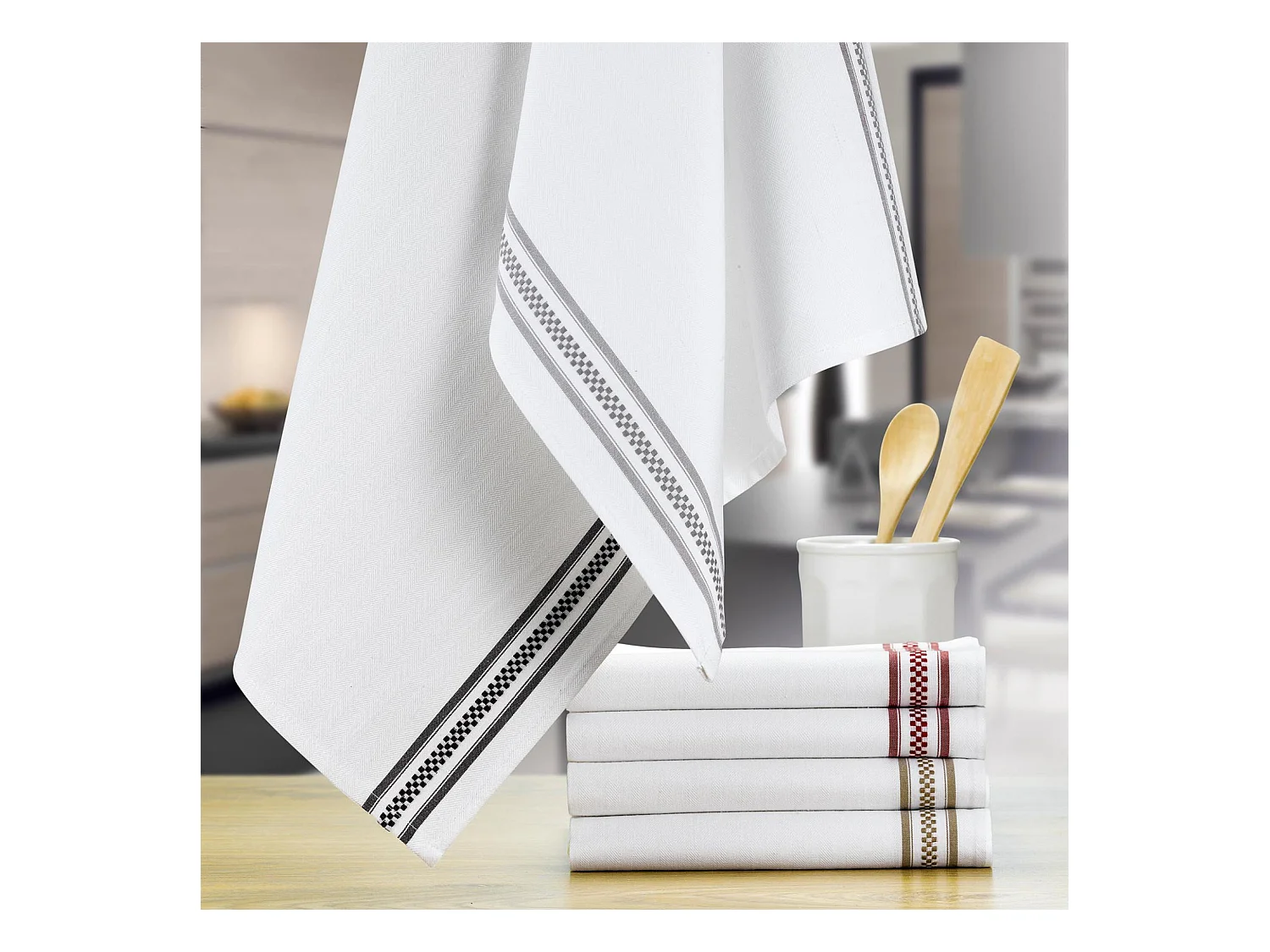 Torchon Damier gris 50 x 70 cm Winkler