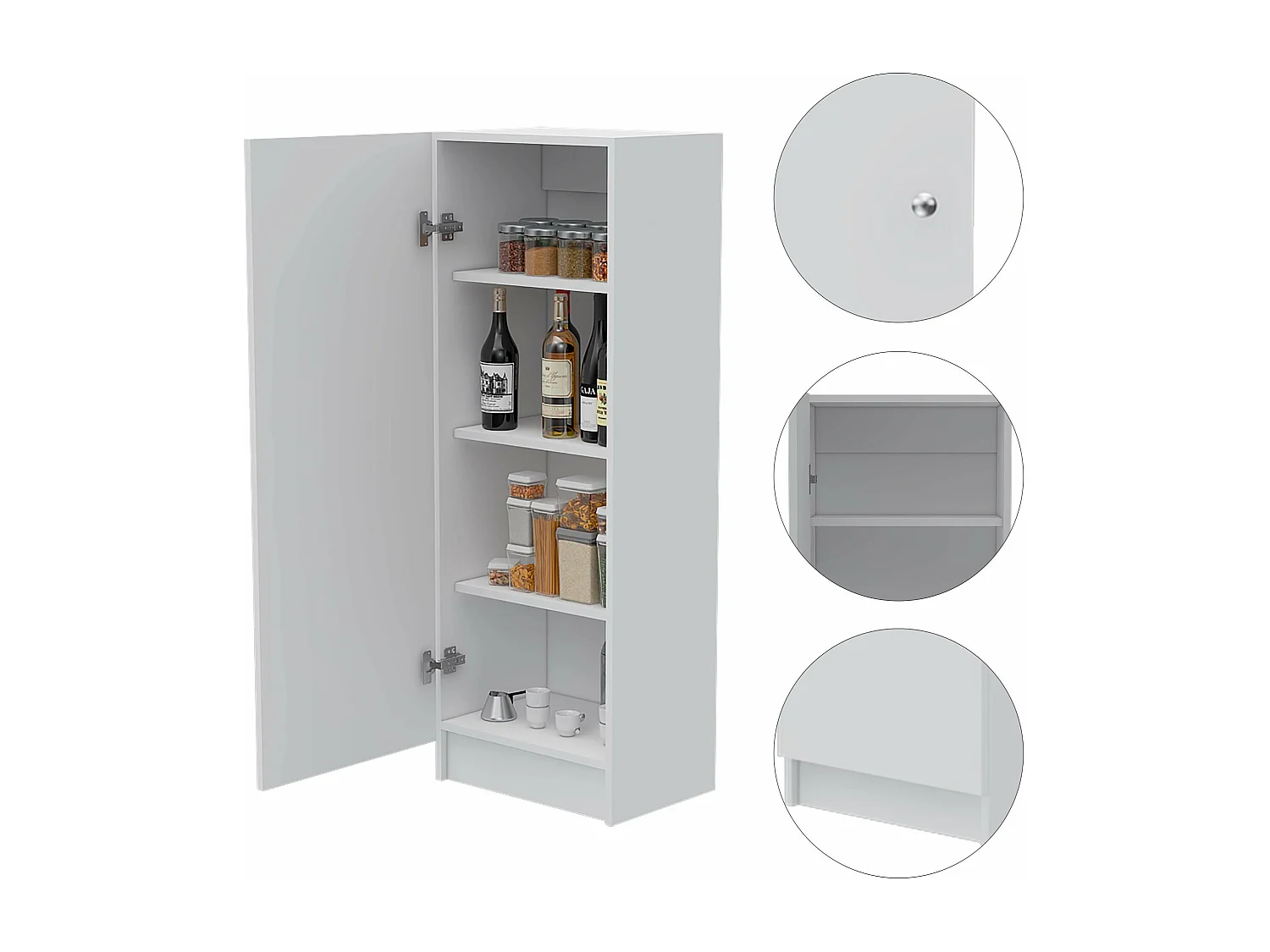 Buffet Belleria, style minimaliste avec 4 étagères et design compact , 120.39 cm X 42.92 cm X 31.24 cm , Blanc