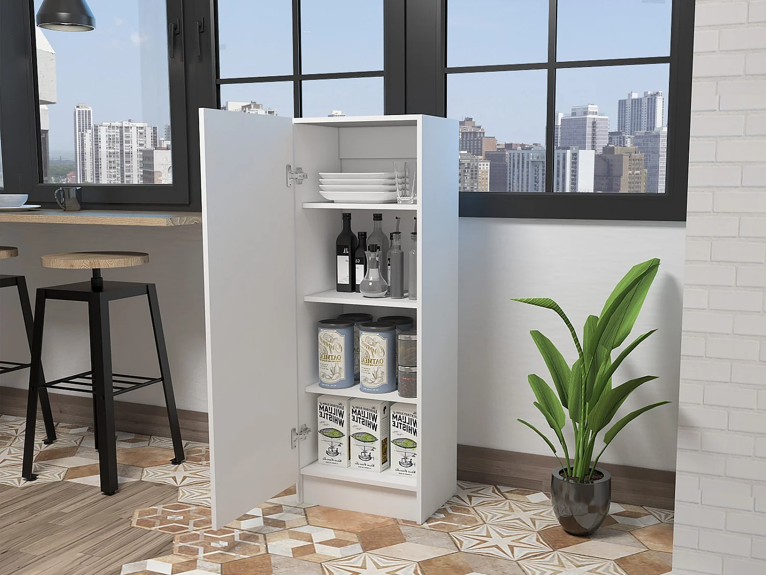 Armoire de rangement Belleria de 120 cm, blanc