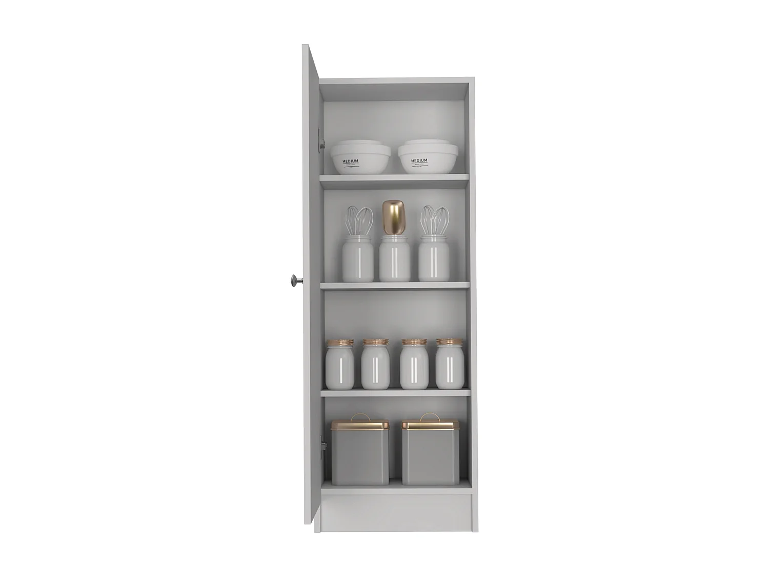 Credenza Belleria, stile minimalista con 4 ripiani e design compatto , 120.39 cm X 42.92 cm X 31.24 cm , bianco