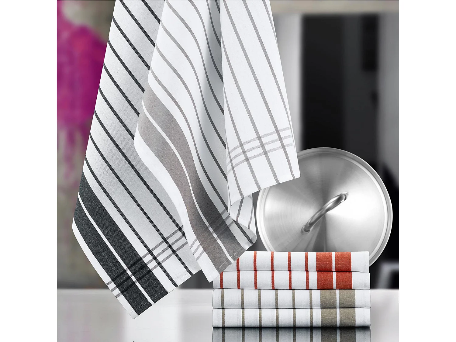 Theedoek Petites Rayures Grijs 50 x 70 cm