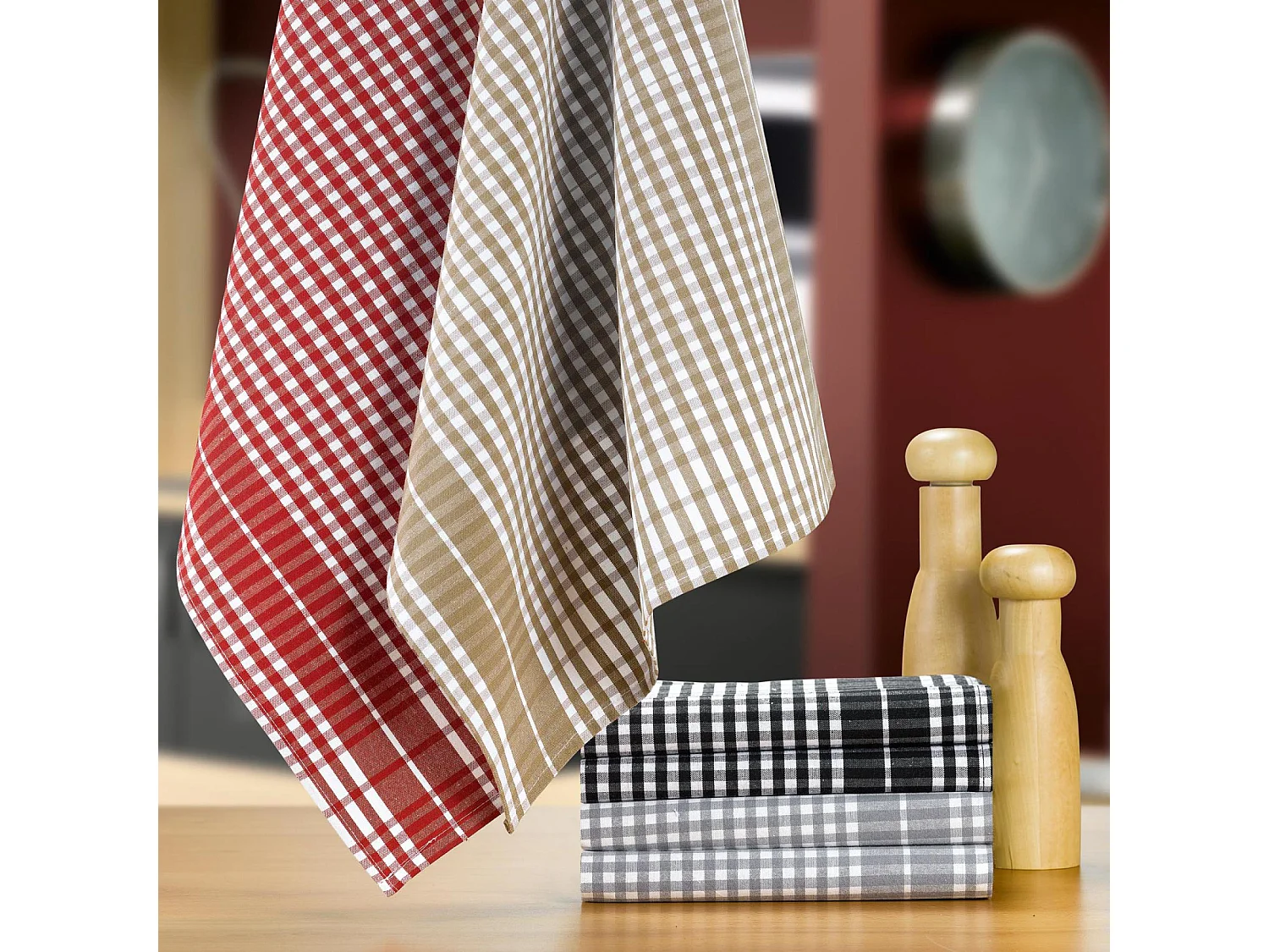 Theedoek Petits Carreaux Rood 50 x 70 cm