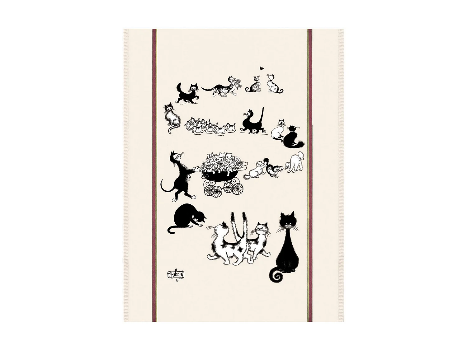 Grand Torchon Dubout Multi-chats ecru 60 x 80 cm Winkler