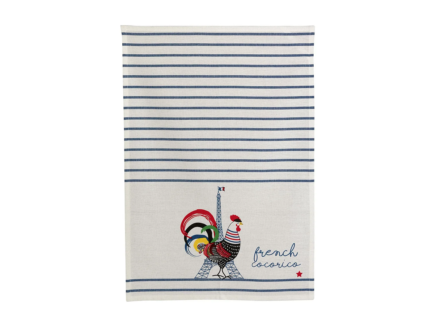 Torchon recyclé French Cocorico ecru/bleu 50 x 70 cm Winkler