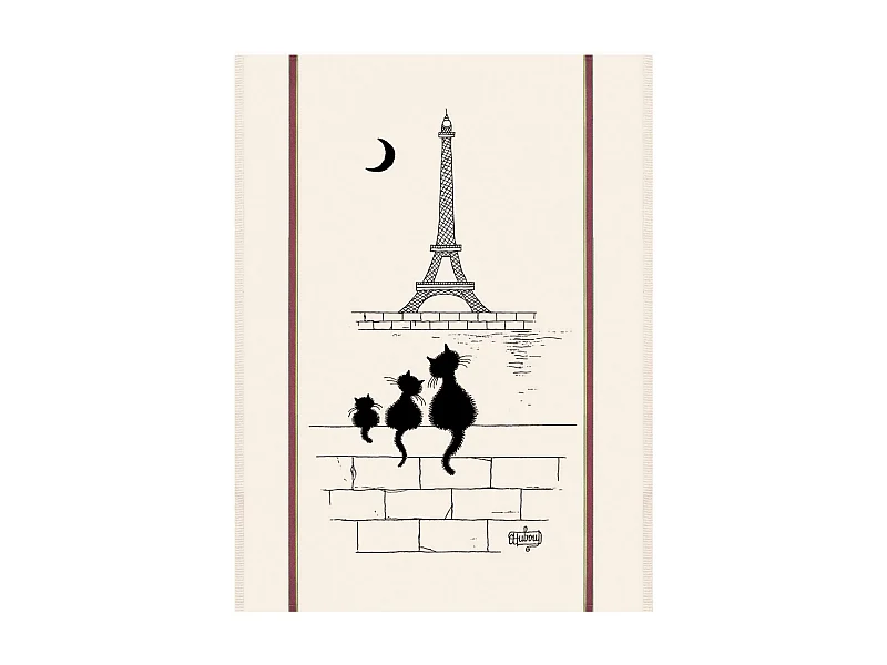Grand Torchon Dubout Chats Tour Eiffel ecru 60 x 80 cm Winkler