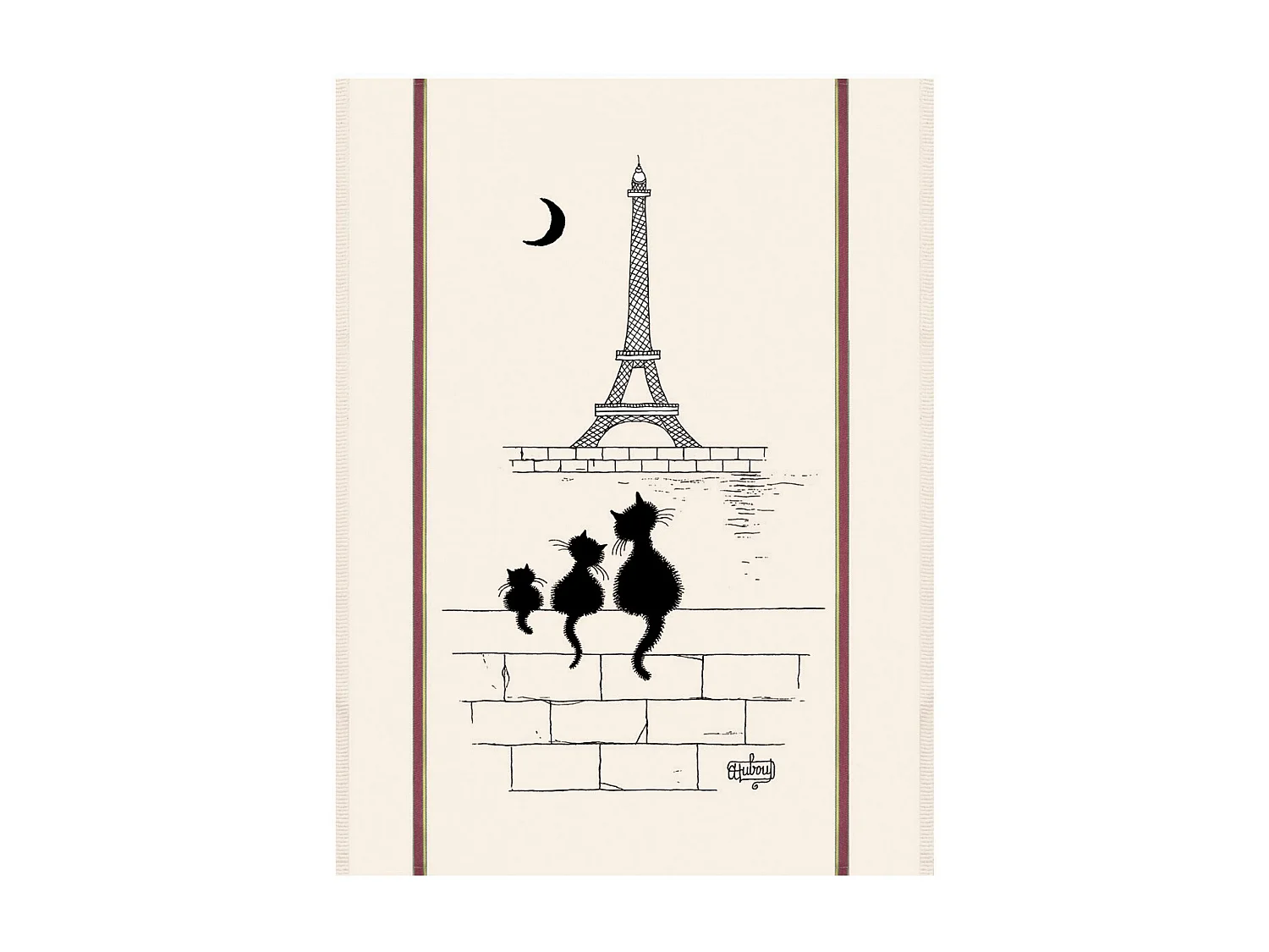 Grand Torchon Dubout Chats Tour Eiffel ecru 60 x 80 cm Winkler