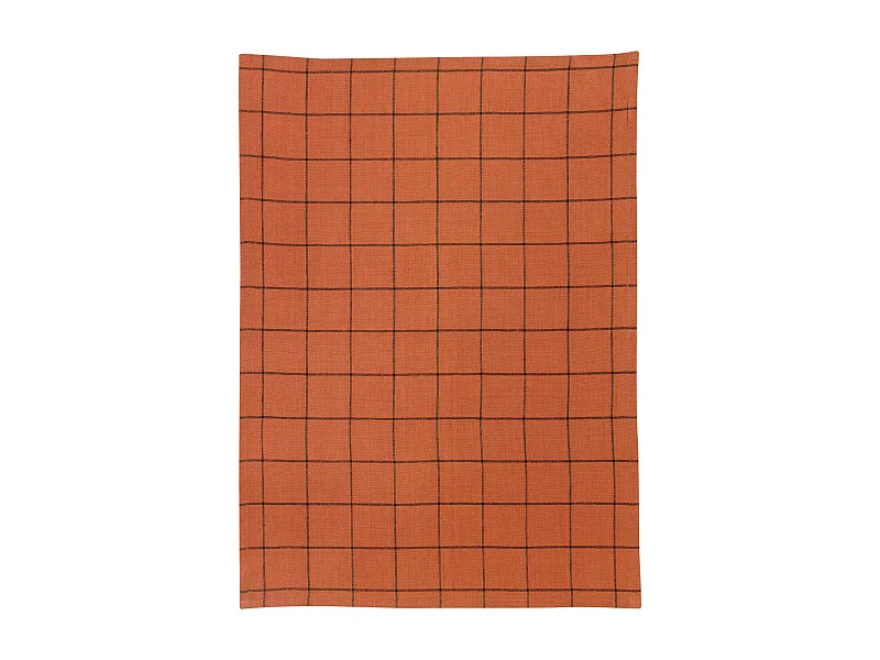 Kilia theedoek met ruitjespatroon Baksteen 50 x 70 cm