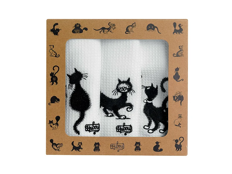 Set aus 3 bestickten Geschirrtüchern Dubout Les chats
