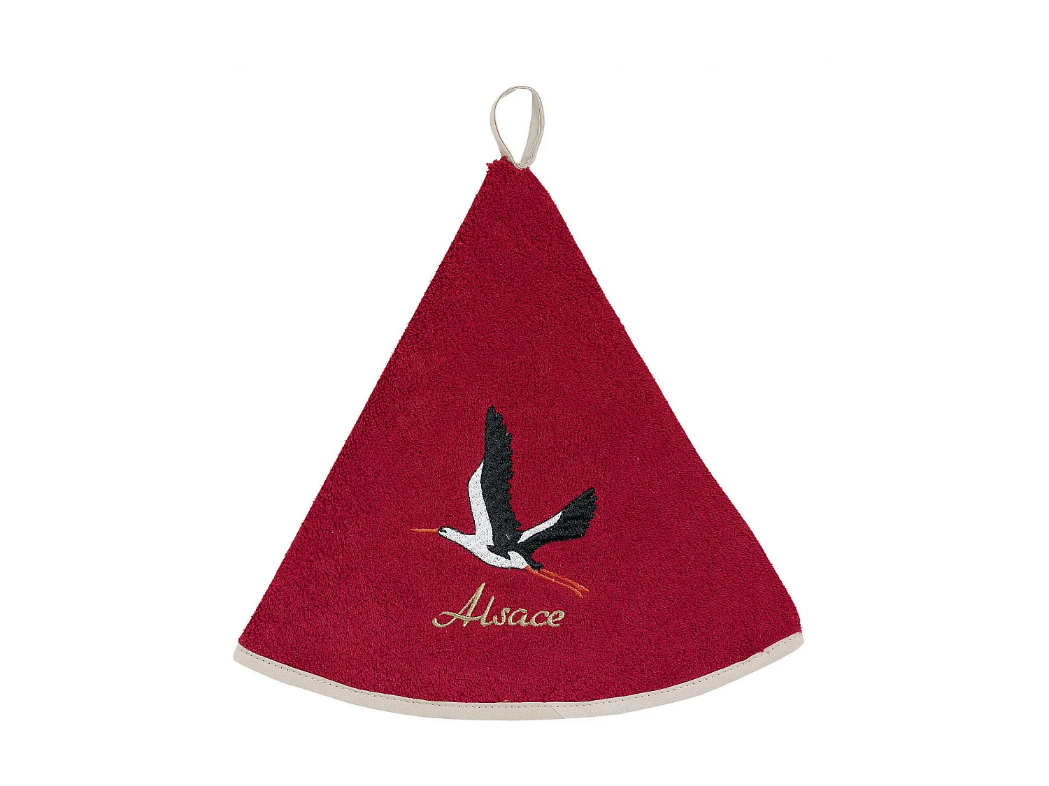 Geborduurde ronde handdoek Cigogne Envol Rood diameter 60 cm