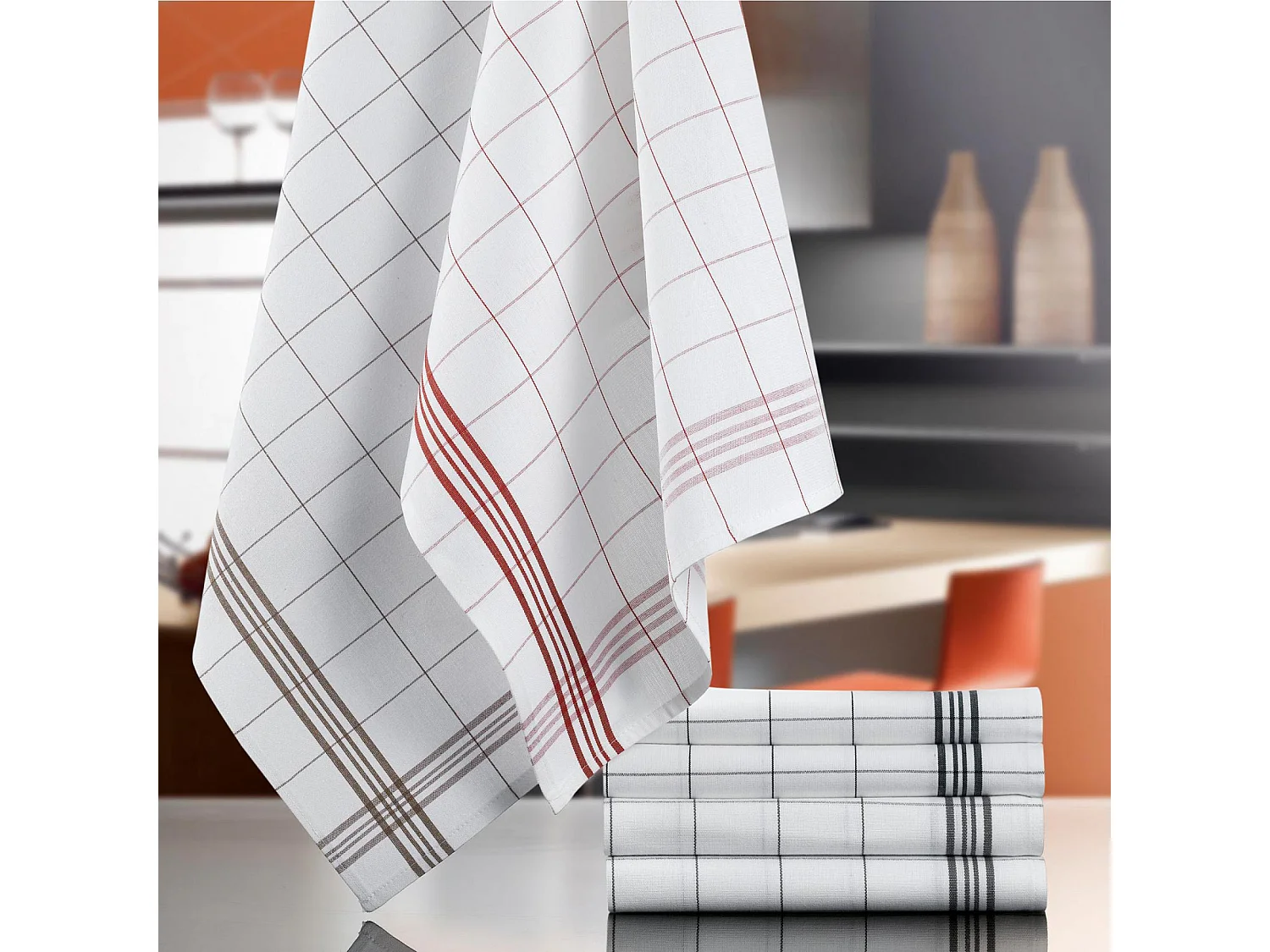 Torchon Carreaux gris 50 x 70 cm Winkler