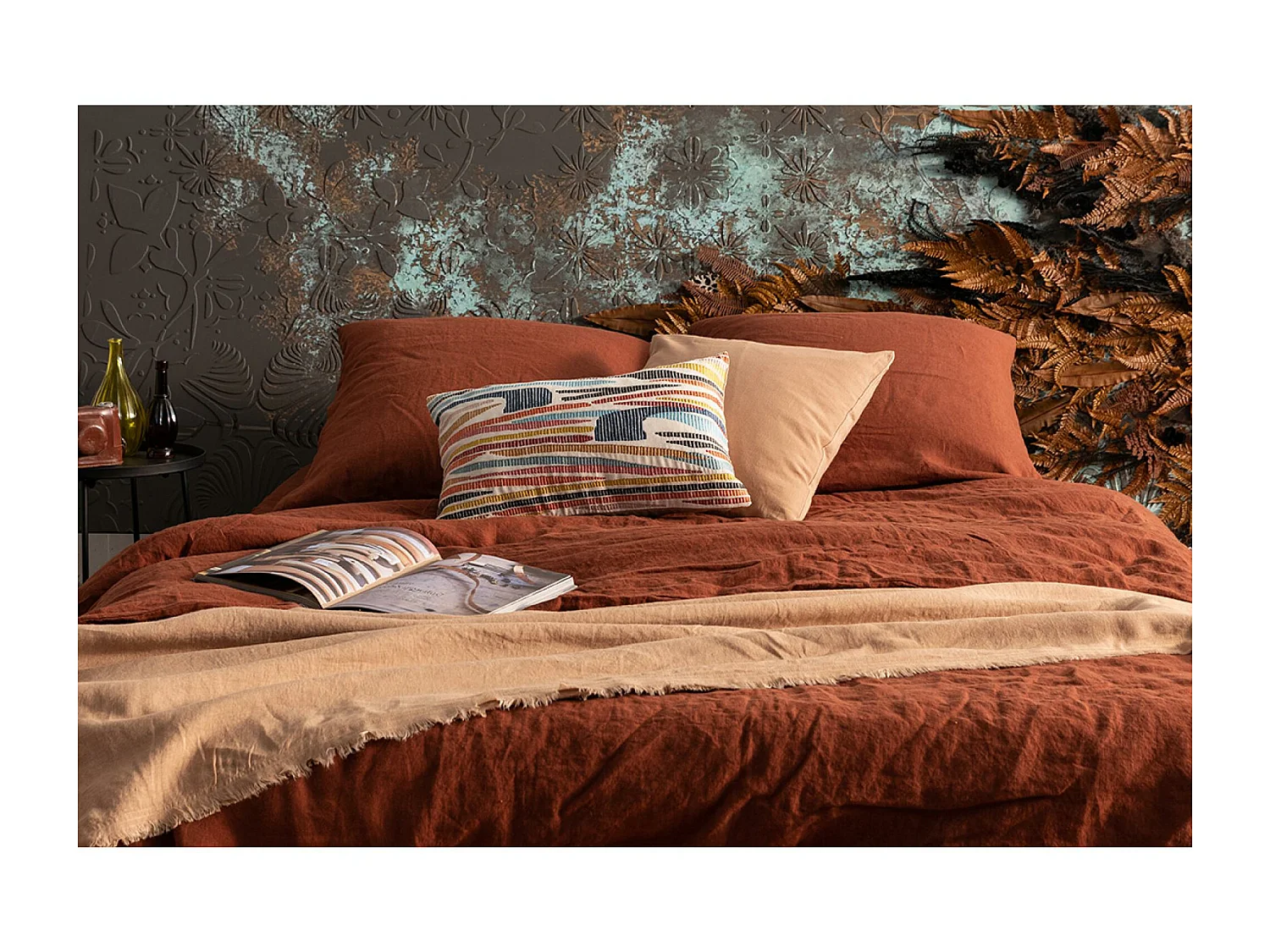 Drap plat stonewashed Zeff caramel 240 x 300 cm Vivaraise