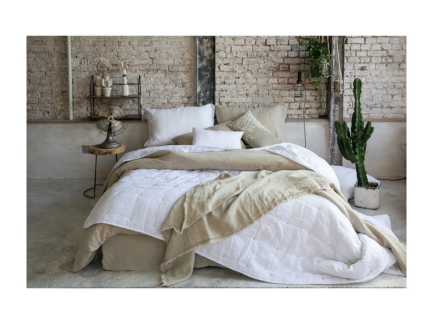 Drap Plat stonewashed Zeff naturel 240 x 300 cm Vivaraise