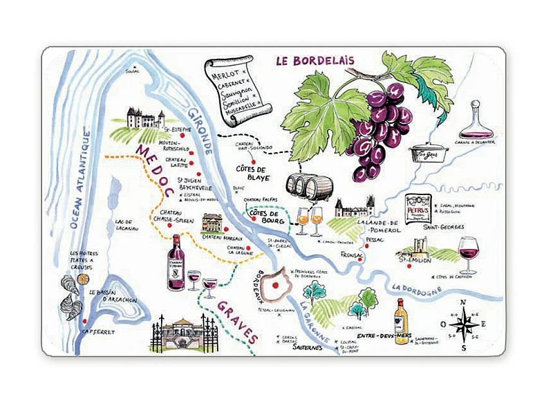 Conjunto de mesa Dessin Vignoble Bordeaux