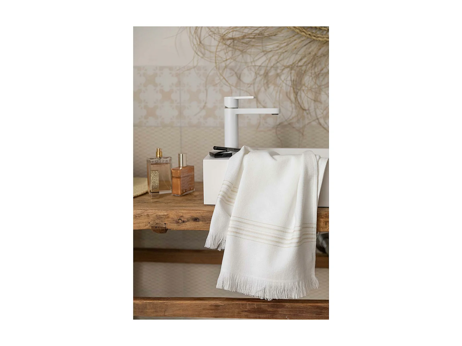 Drap hammam Cancun neige 90 x 180 cm Vivaraise