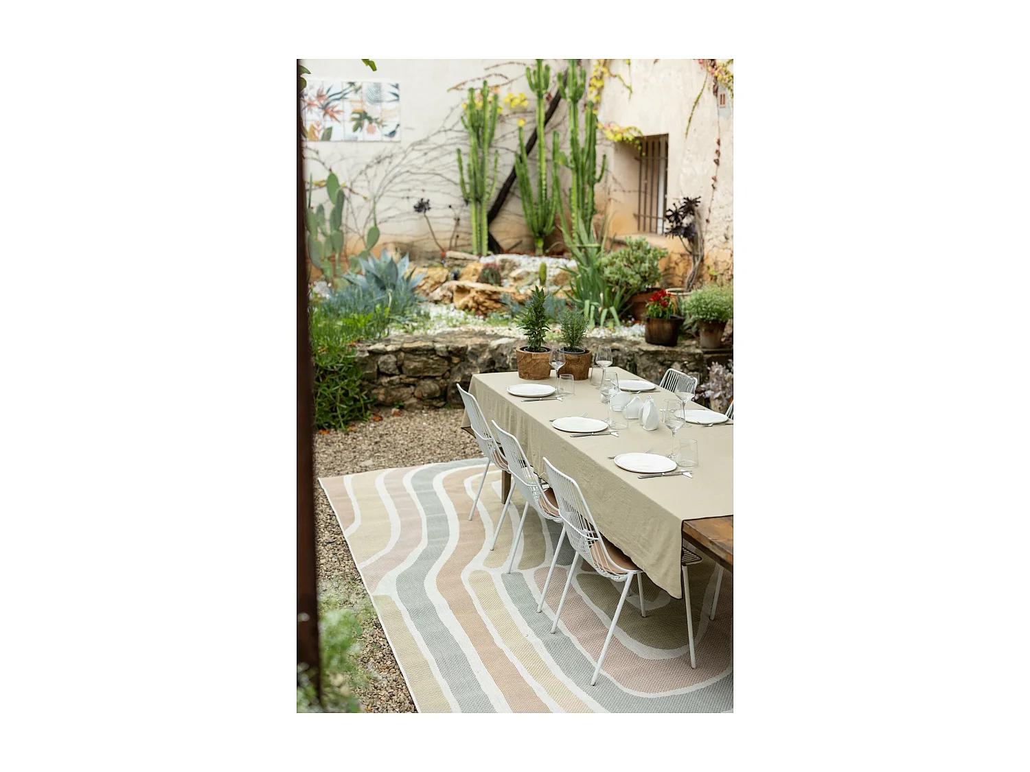 Toalha de mesa reciclada Grace Camelo 140 x 250 cm