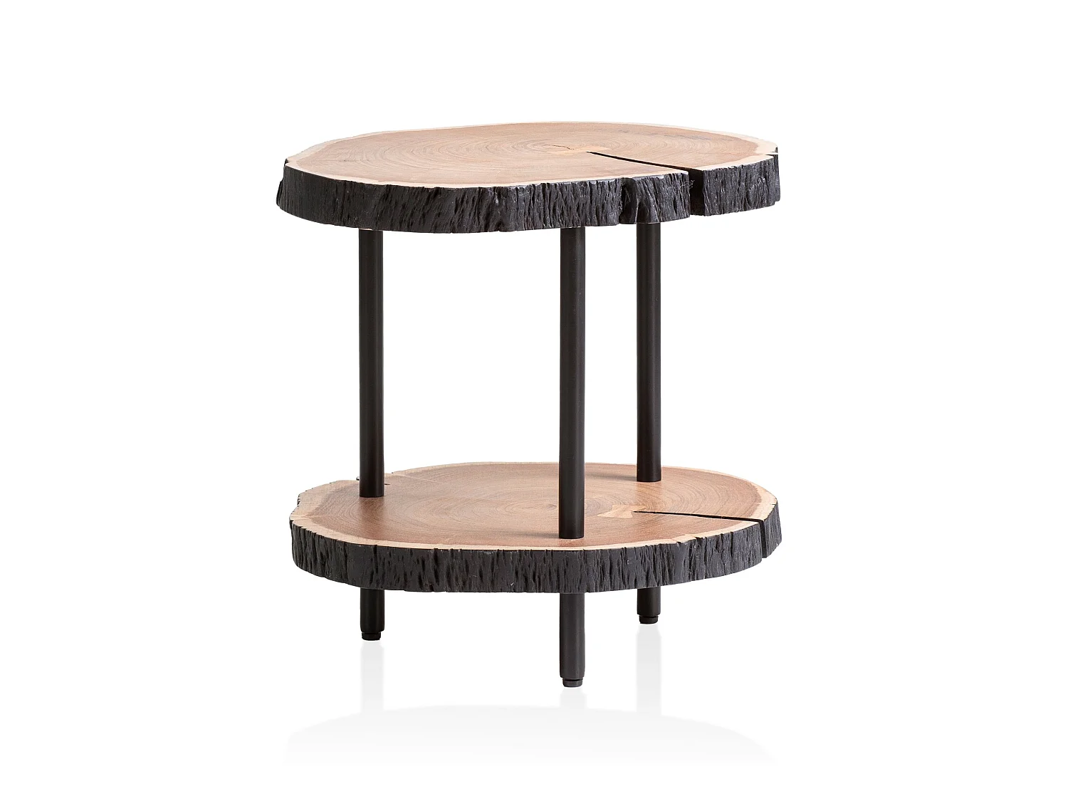 Table d'appoint Bois Massif Métal 45x45x50cm Petite Table de Salon Ronde