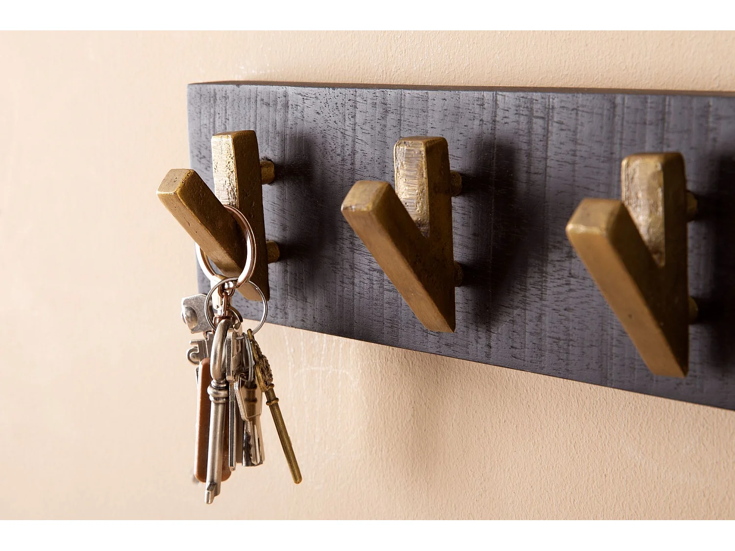 Porte Manteau Mural 6 Crochets Bois Massif Metal 60 cm Murale Couloir