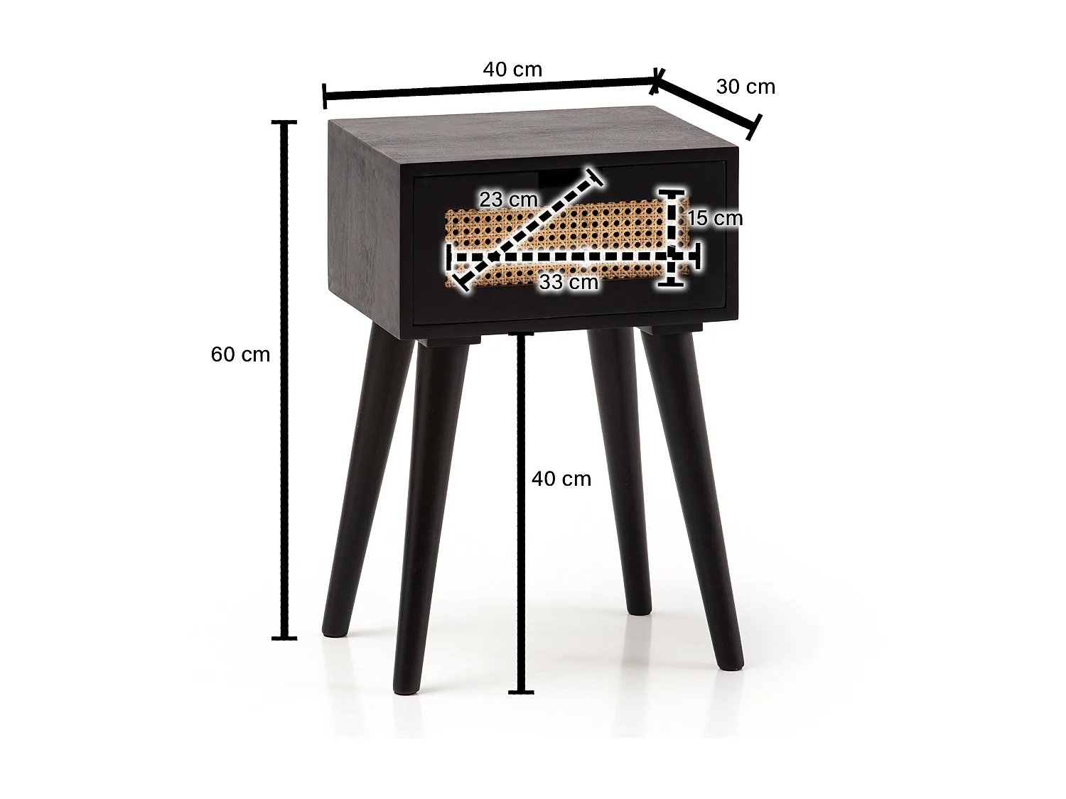 Table de Chevet Bois Massif 40x60x30 cm Table de Nuit d'appoint Haute