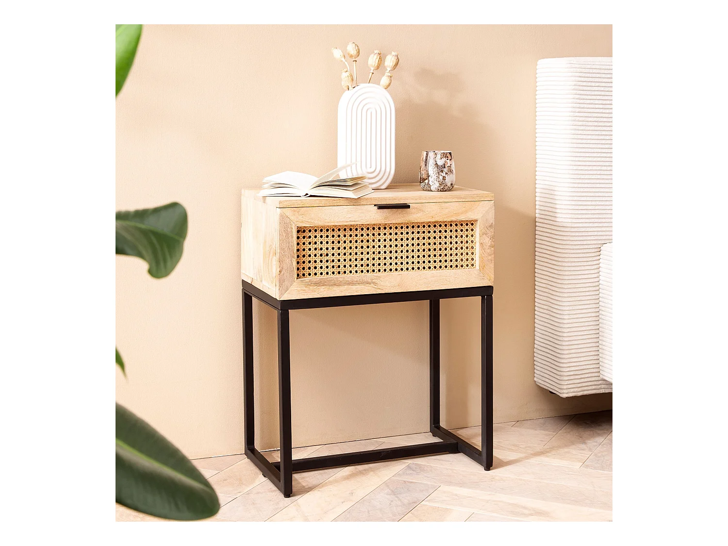 Table de Chevet Bois Massif 50x60x30 cm Table de Nuit d'appoint Haute