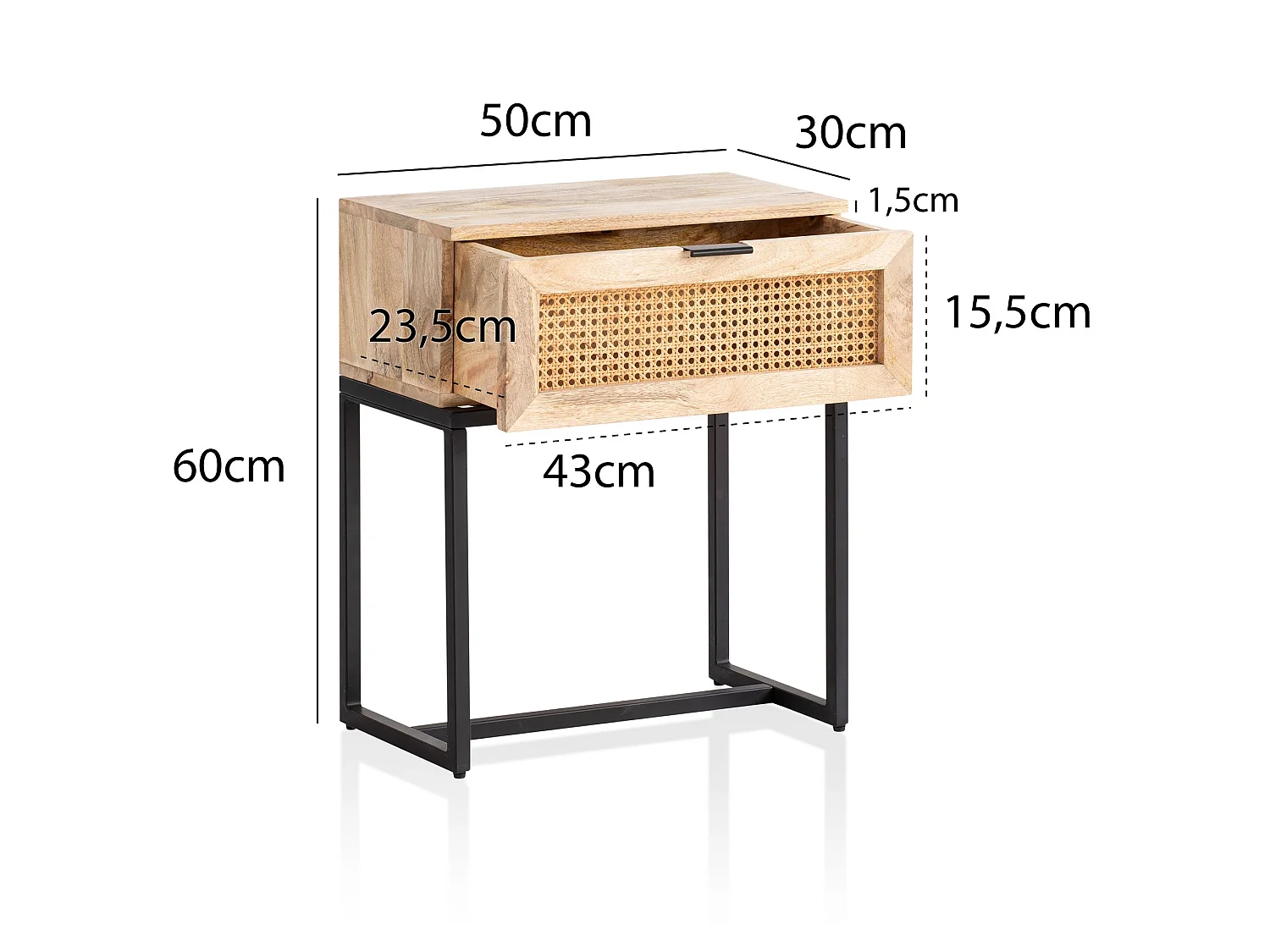 Table de Chevet Bois Massif 50x60x30 cm Table de Nuit d'appoint Haute