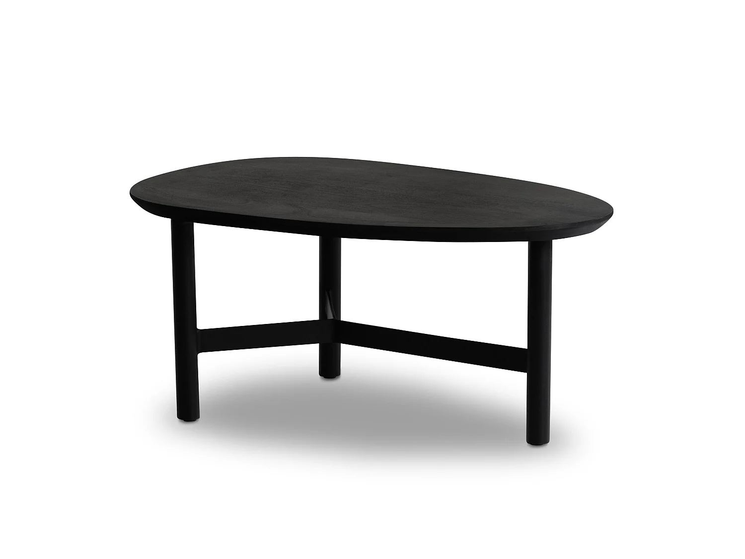 Table Basse Bois Massif Rotin 86x50x37 cm Table Salon Forme de Rein