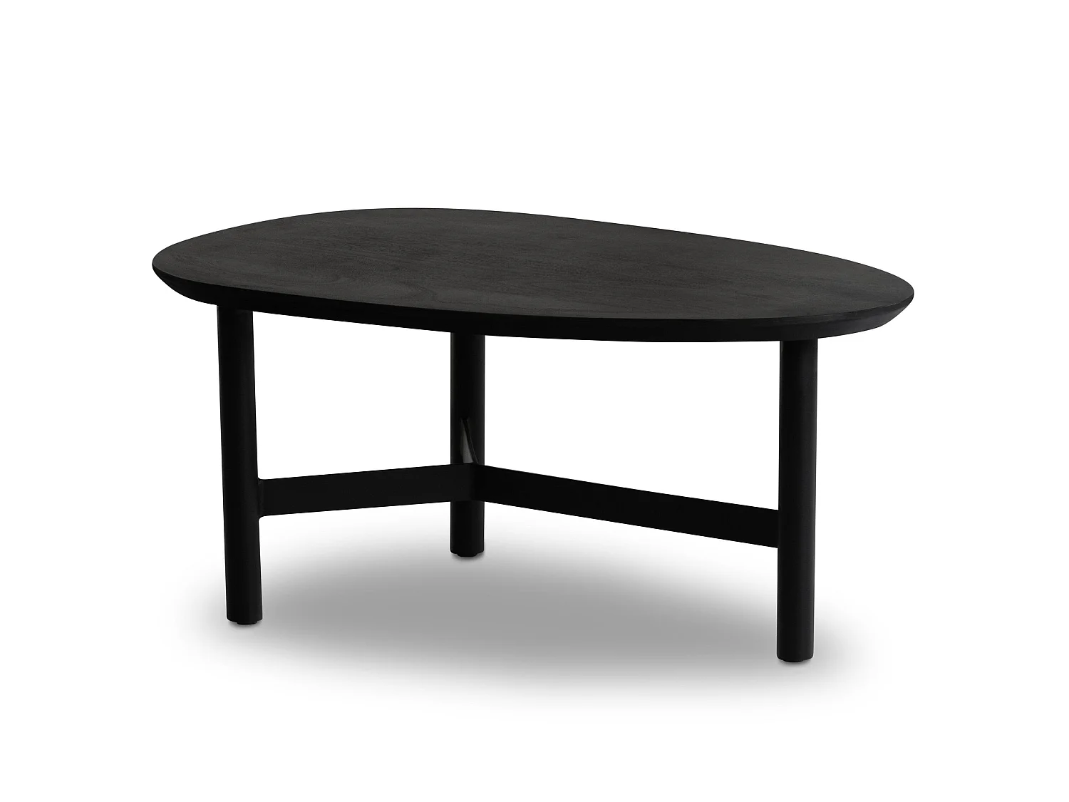 Table Basse Bois Massif Rotin 86x50x37 cm Table Salon Forme de Rein