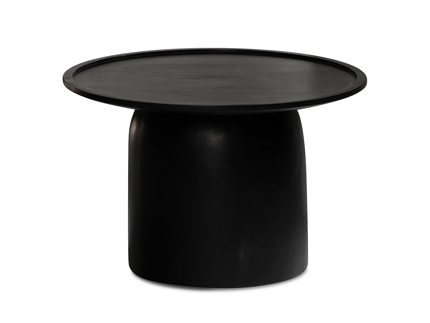 Table Basse Ronde Bois Massif Noir 60x60x40 cm Table Salon Moderne