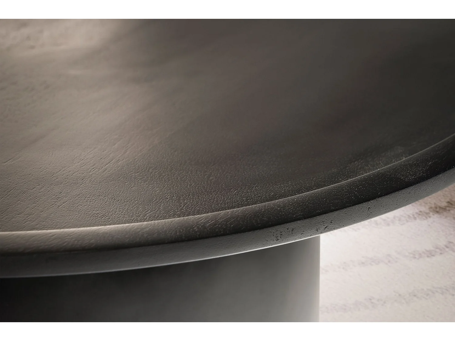 Table Basse Ronde Bois Massif Noir 60x60x40 cm Table Salon Moderne