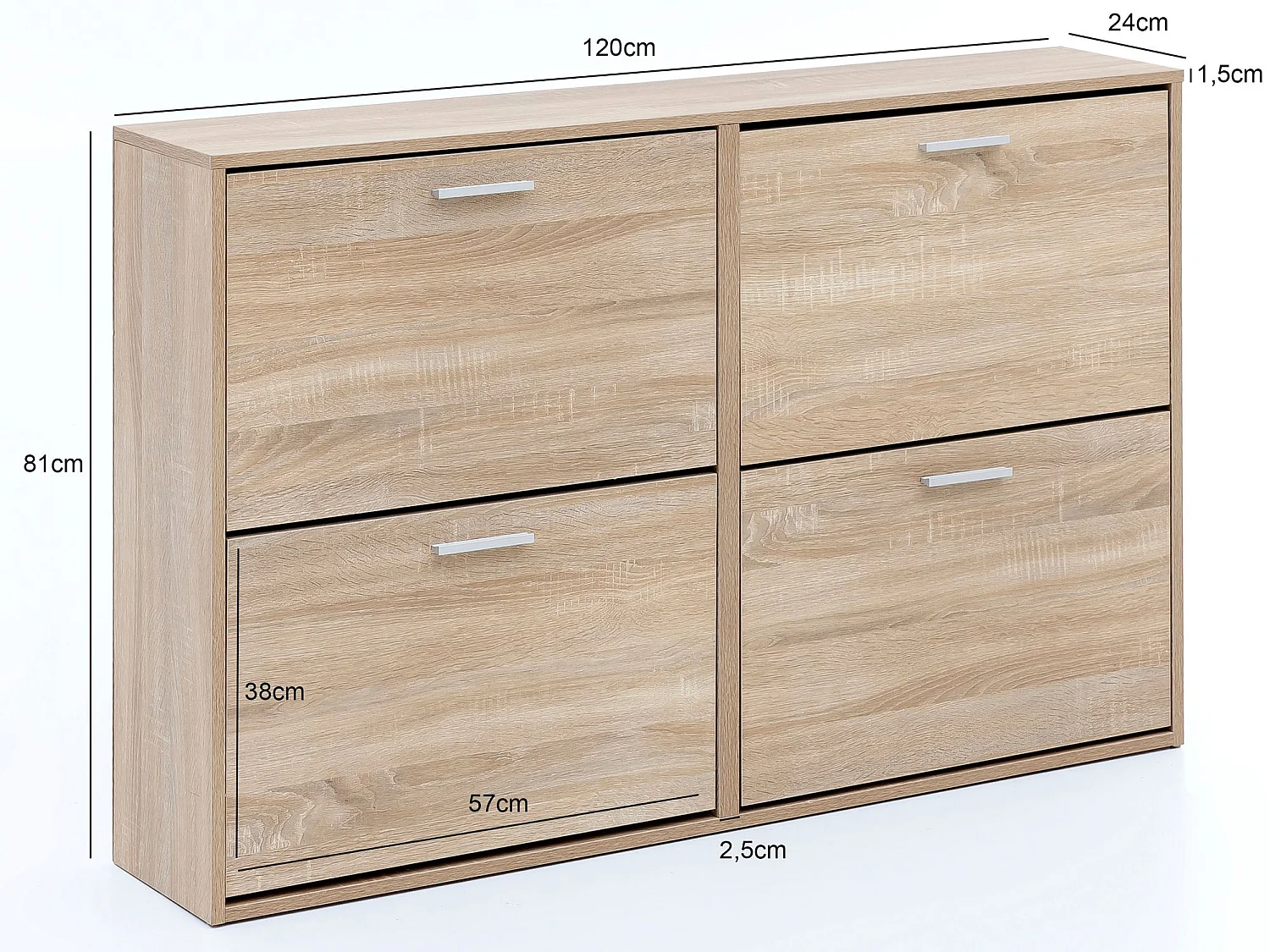 Schuhkipper Schuhschrank Schuhregal Flurschrank 24 Paar Schuhe 4 Klappen