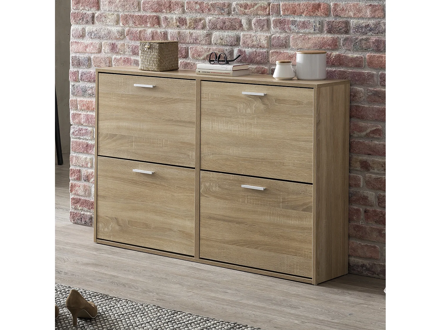 Schuhkipper Schuhschrank Schuhregal Flurschrank 24 Paar Schuhe 4 Klappen