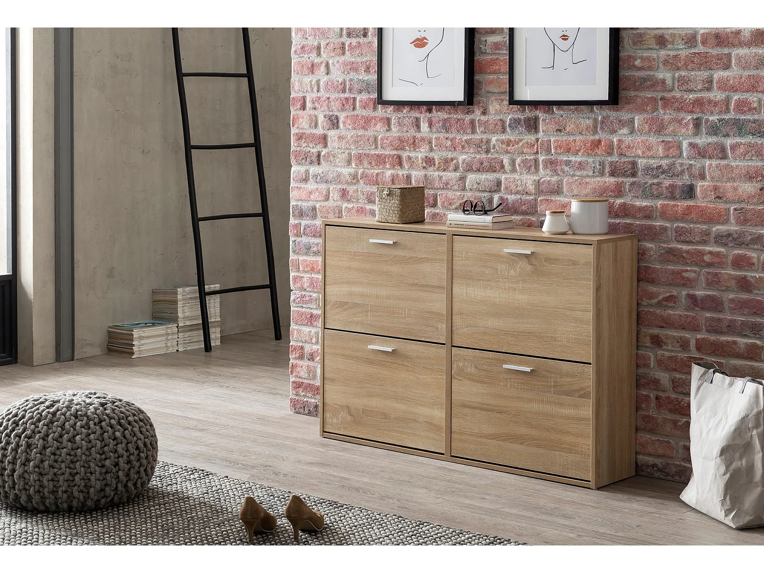 Schuhkipper Schuhschrank Schuhregal Flurschrank 24 Paar Schuhe 4 Klappen