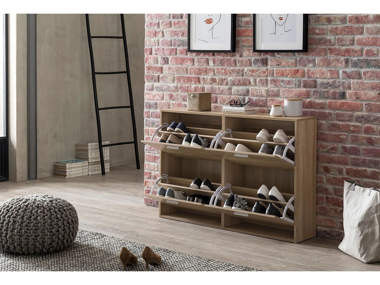 Schuhkipper Schuhschrank Schuhregal Flurschrank 24 Paar Schuhe 4 Klappen