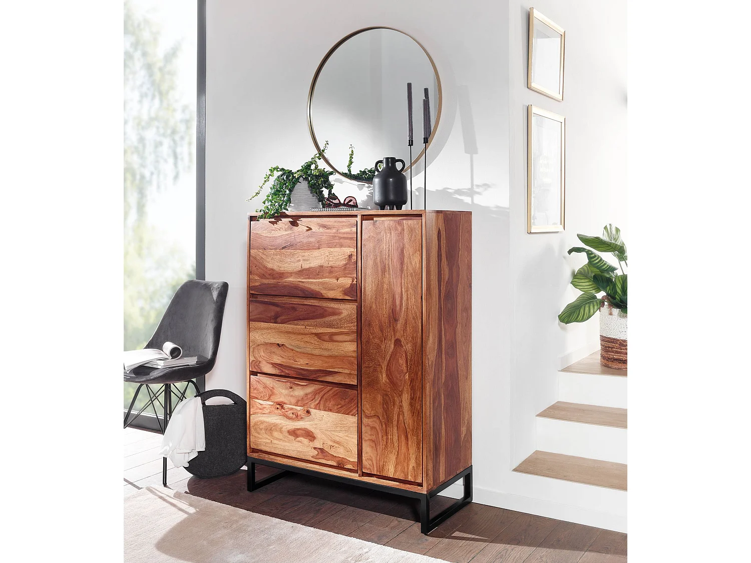 Meuble à Chaussures Bois Massif 120 cm Rangement Meuble de Entrée