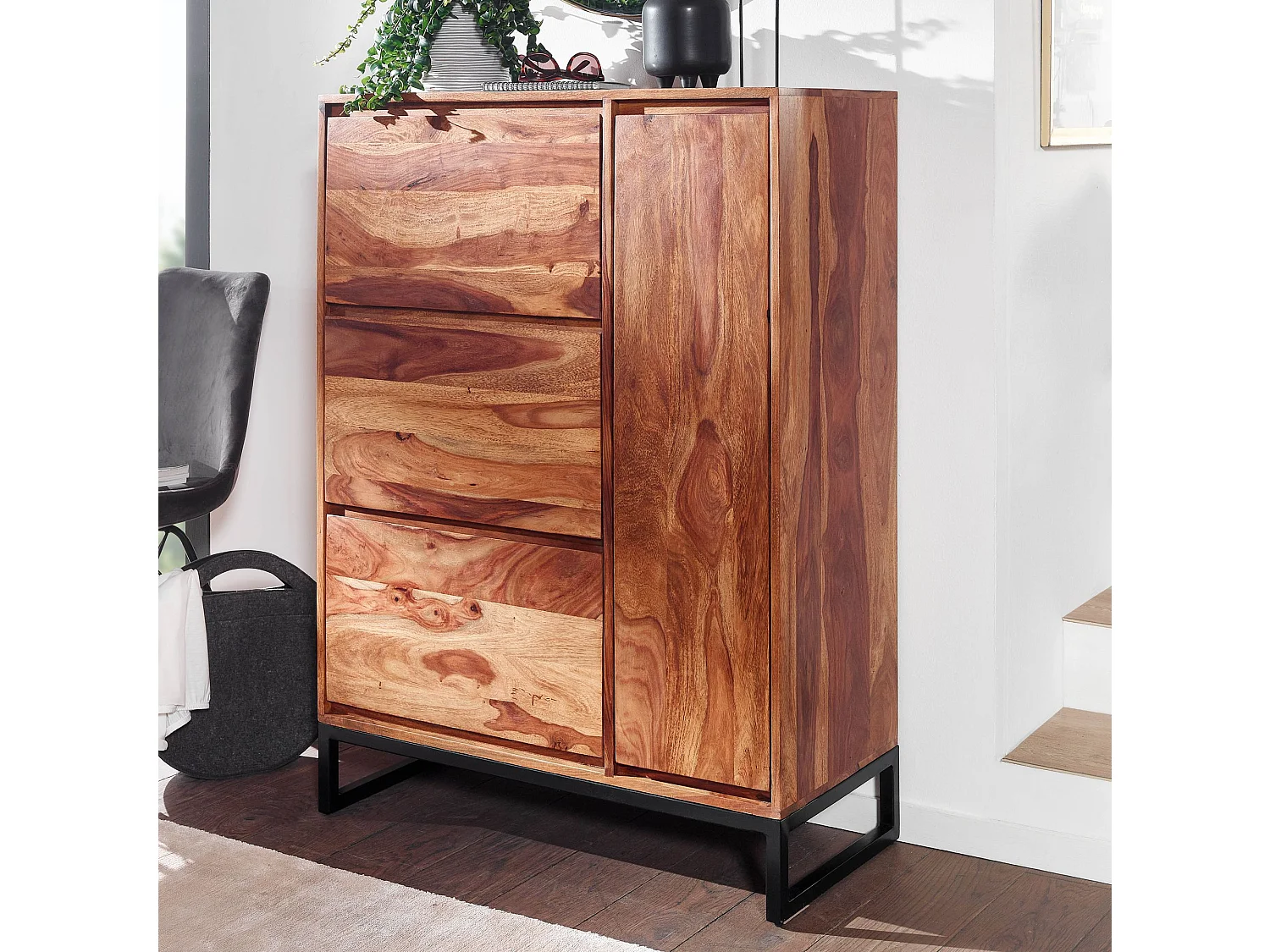 Meuble à Chaussures Bois Massif 120 cm Rangement Meuble de Entrée