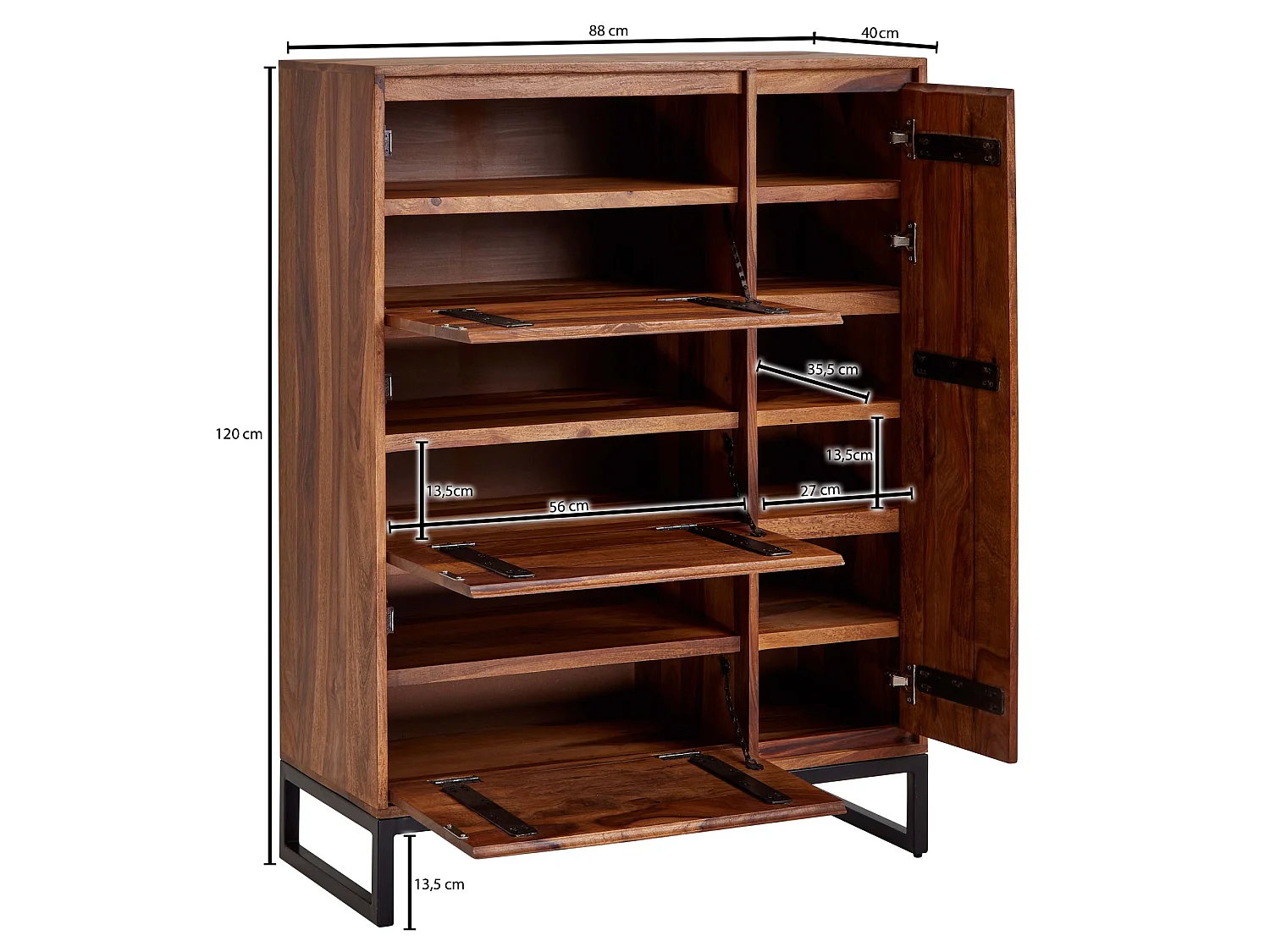 Meuble à Chaussures Bois Massif 120 cm Rangement Meuble de Entrée