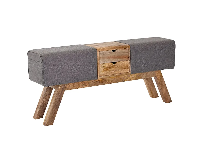 Sitzbank Turnbock Stoff 120 cm Grau Springbock Stauraum Turnhocker Bank