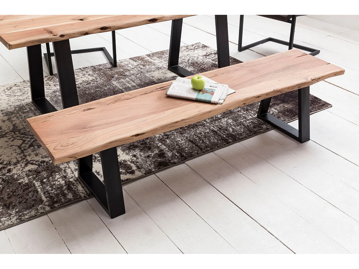 Esszimmerbank Massiv Holzbank Baumkante Essbank Holz 180 cm Küchenbank