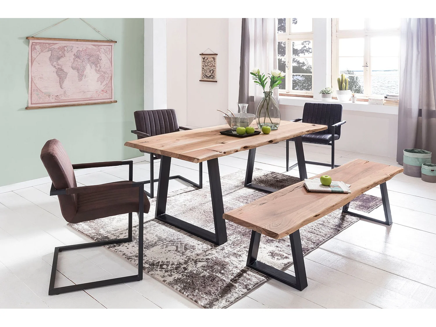 Esszimmerbank Massiv Holzbank Baumkante Essbank Holz 180 cm Küchenbank