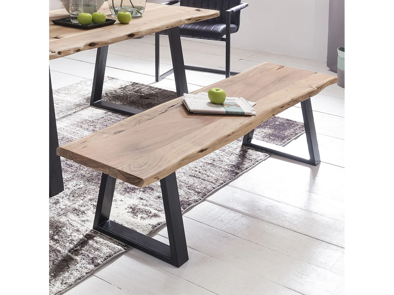 Baumstamm Esszimmerbank 160 cm Baumkante Massivholz Essbank Holzbank