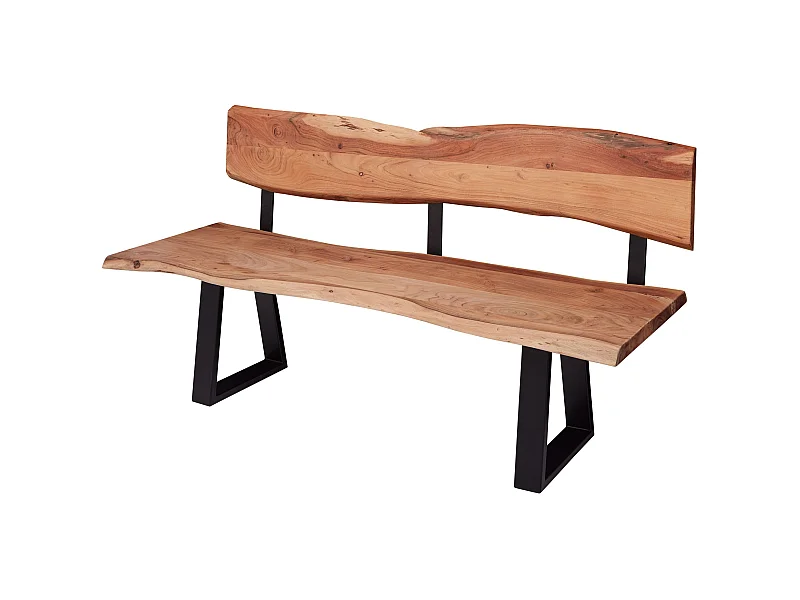 Esszimmerbank 160cm Essbank mit Lehne Baumkante Sitzbank Bank Holz