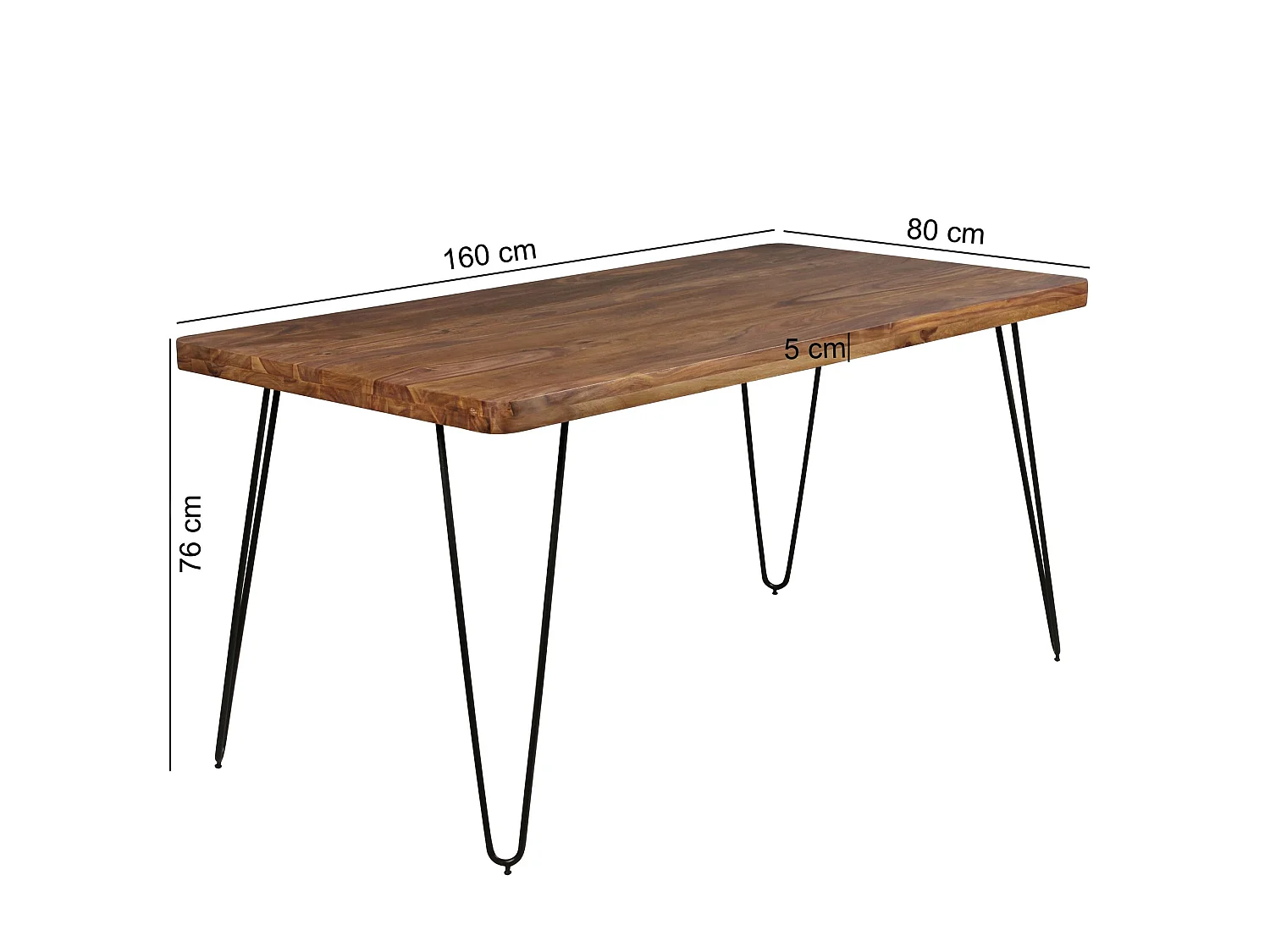 Massivholz Sheesham Esstisch 160x80x76 cm Küchentisch Massiv Tisch