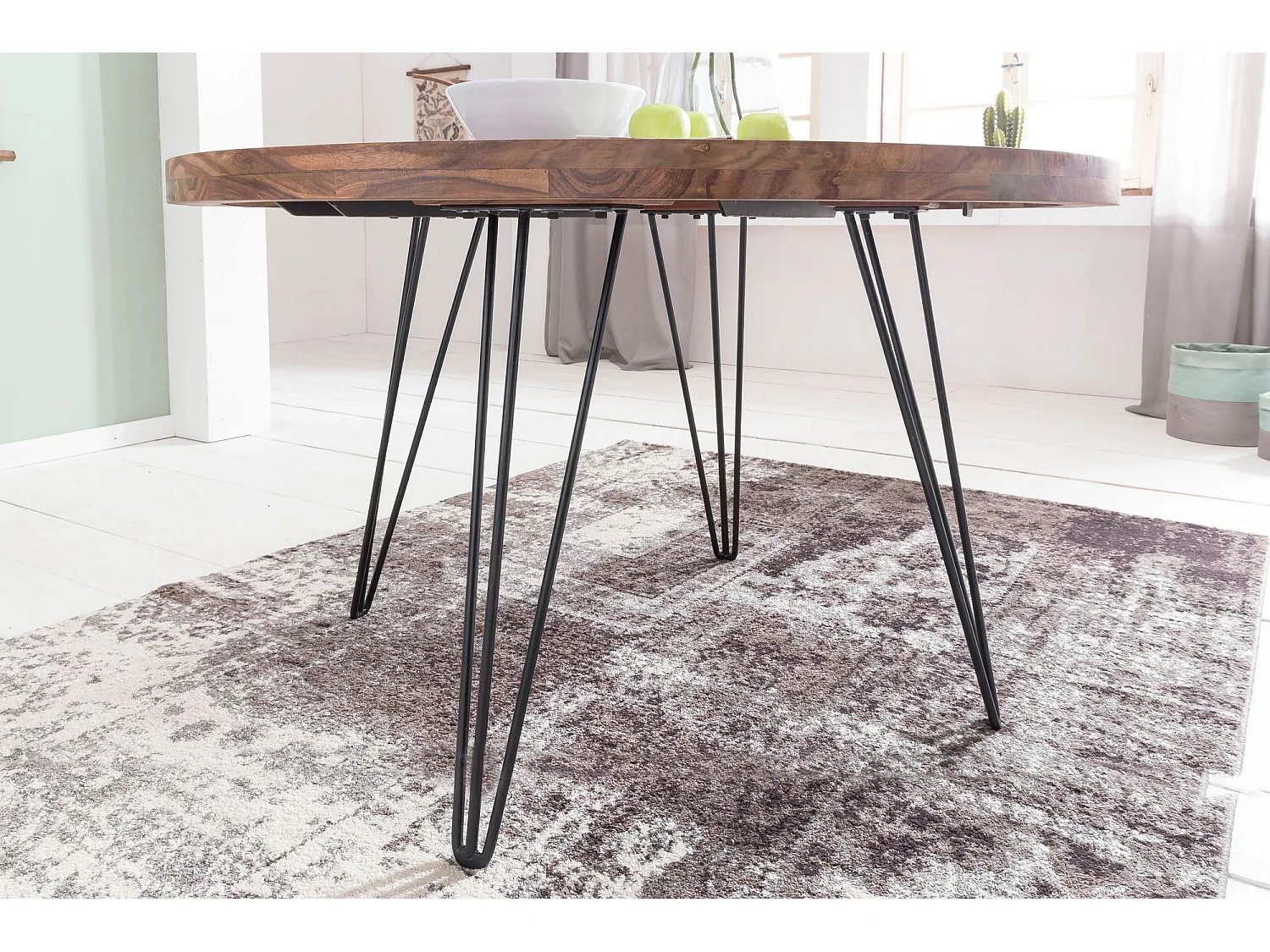 Table de Salle à Manger Cuisine 120 cm Bois Massif Petite Moderne Ronde