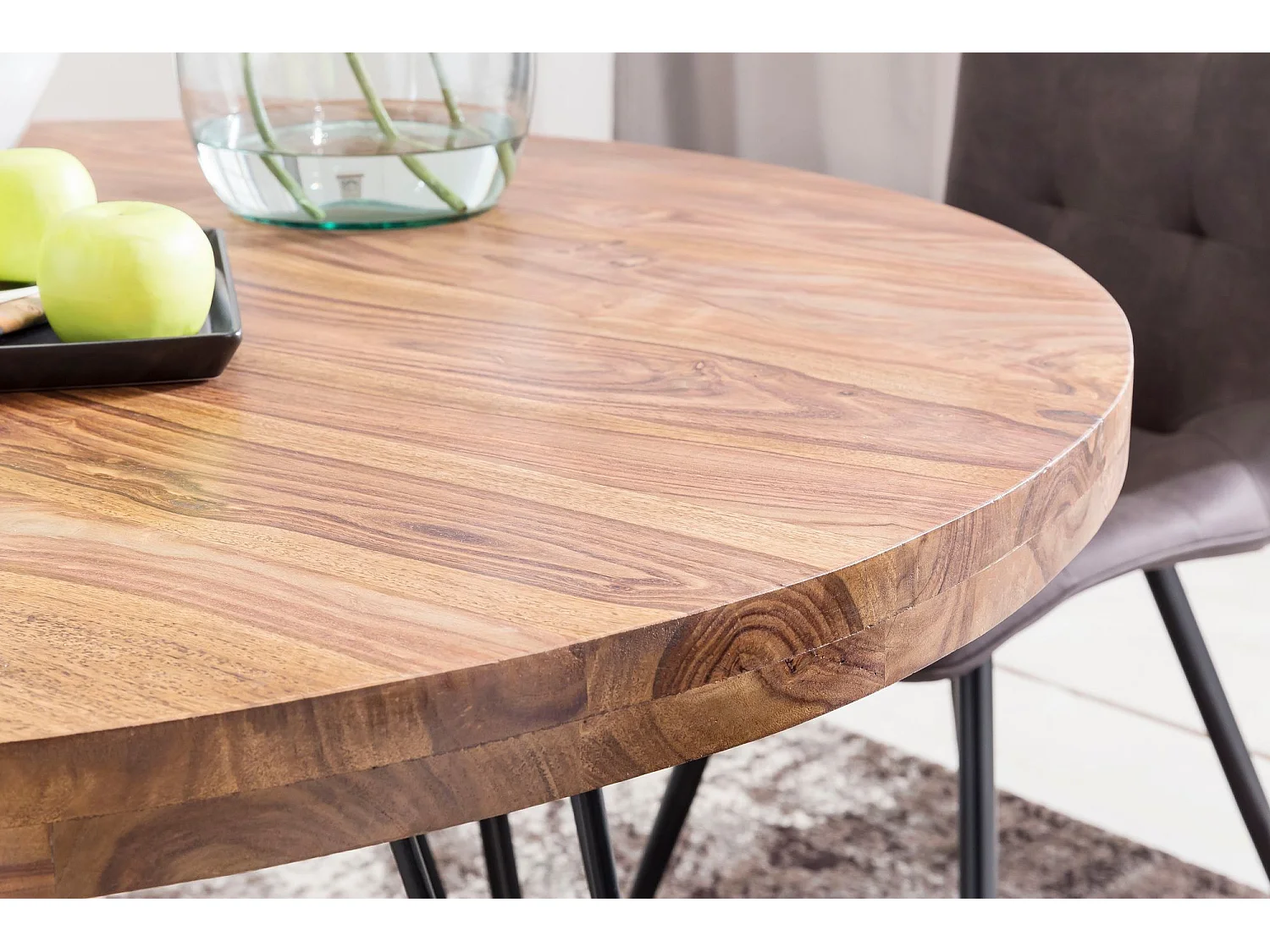 Table de Salle à Manger Cuisine 120 cm Bois Massif Petite Moderne Ronde