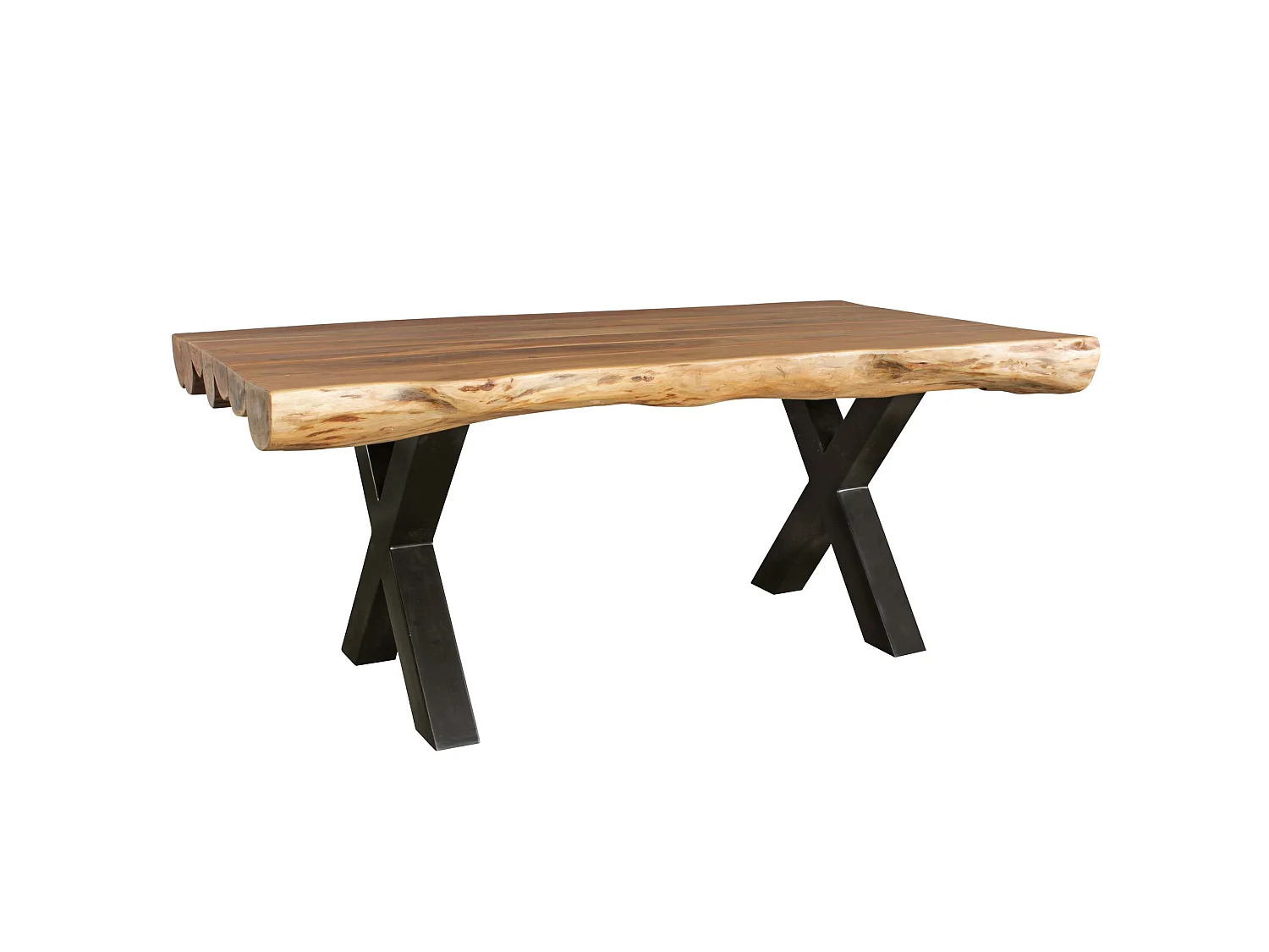 Table de Salle à Manger Grande Plateau Façon Tronc d’Arbre Rectangulaire