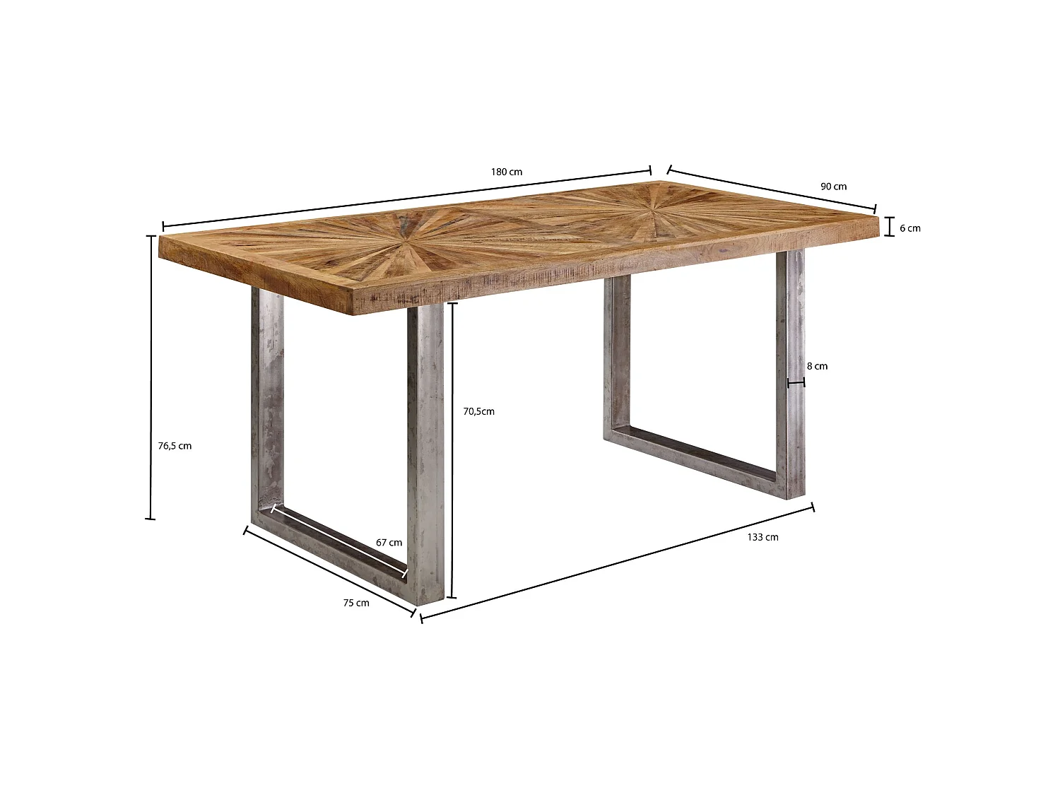 Esstisch 180 x 90 cm Esszimmertisch Natur Küchentisch Holz Massiv Tisch